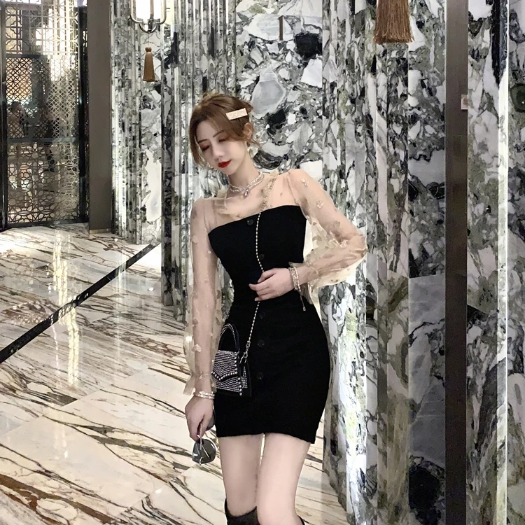 2020 Spring Autumn New Women's Sexy Long-Sleeved Mesh Stitching Black Bag Hip Slim Fashion Dress
2020 Spring Autumn New Women's Sexy Long-Sleeved Mesh Stitching Black Bag Hip Slim Fashion Dress