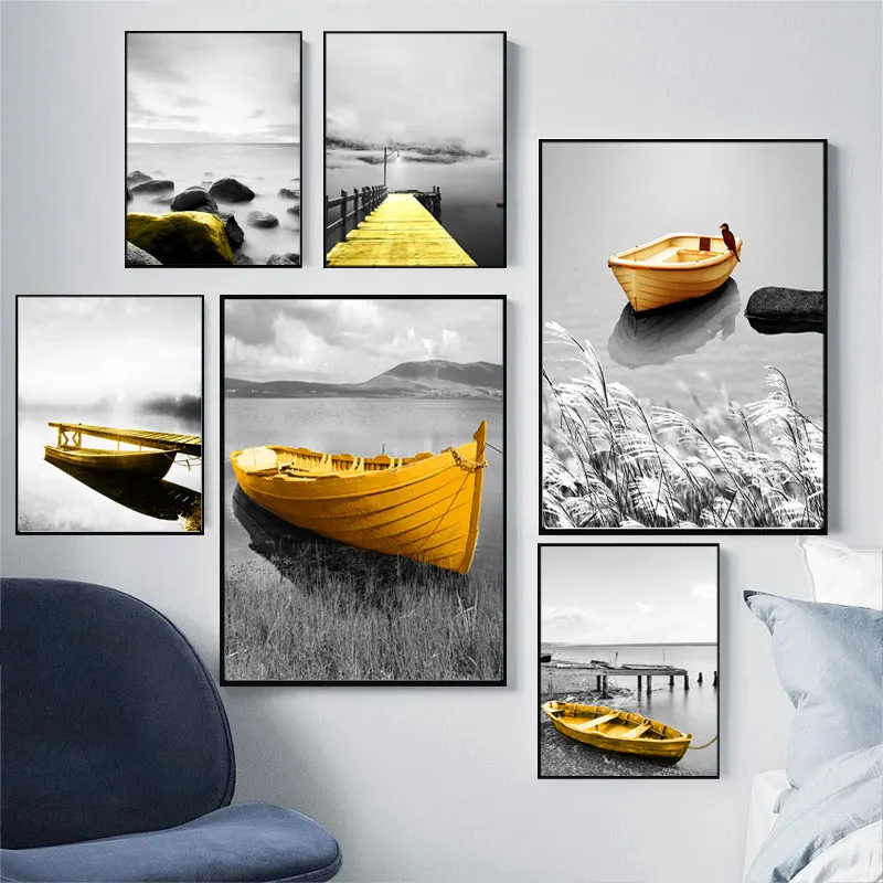 Nordic Landscape Canvas Painting Seascape Poster Golden Sailing Boat Prints Tree Bridge Print Wall Art Picture for Living Room 
Nordic Landscape Canvas Painting Seascape Poster Golden Sailing Boat Prints Tree Bridge Print Wall Art Picture for Living Room