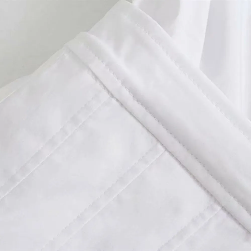Turn down collar white color long sleeve front bow tie women casual fashion cotton dresses 
Turn down collar white color long sleeve front bow tie women casual fashion cotton dresses