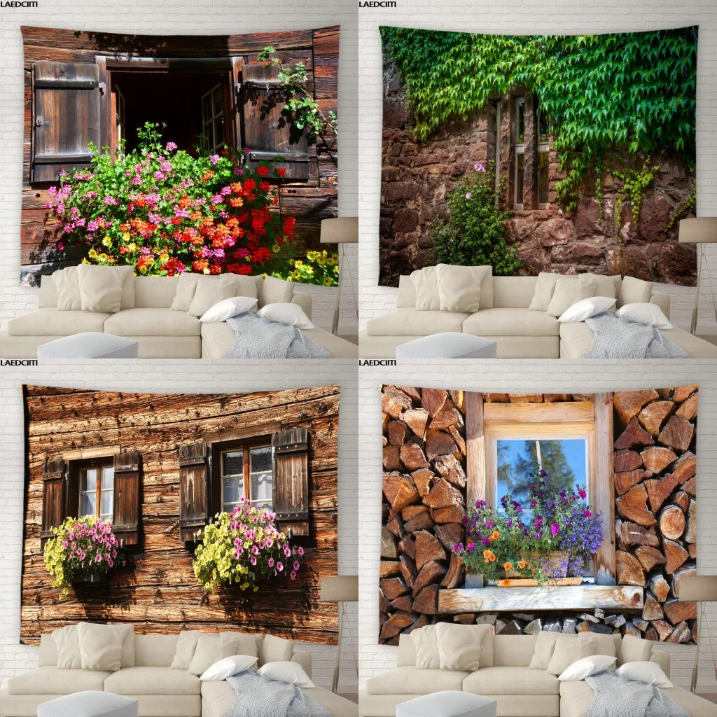 Retro Flowers Window Tapestry Country Town Old Wooden Green Plant Floral Scenery Wall Hanging Hippie Beach Towel Yoga Home Decor
Retro Flowers Window Tapestry Country Town Old Wooden Green Plant Floral Scenery Wall Hanging Hippie Beach Towel Yoga Home Decor