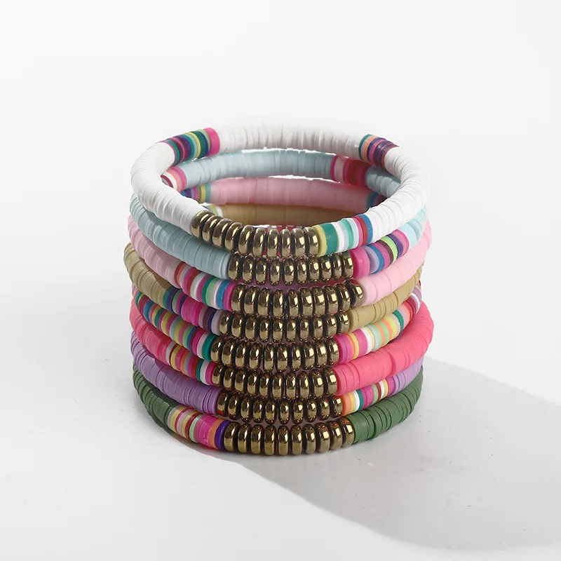 6mm Bohemian Colorful Polymer Clay Soft Pottery Metal Heishi Disc Beads Wristband Round Bracelets For Women Hot Selling Jewelry
6mm Bohemian Colorful Polymer Clay Soft Pottery Metal Heishi Disc Beads Wristband Round Bracelets For Women Hot Selling Jewelry