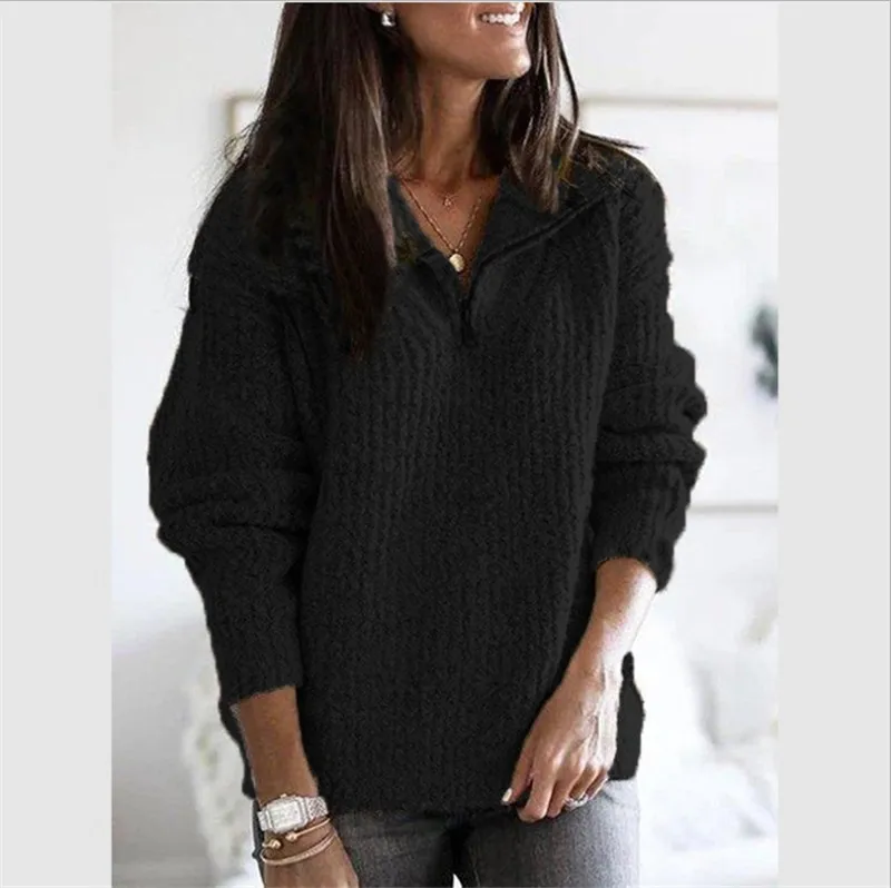 Autumn Zipper Pullover Long-sleeved Sweater Women Winter Fashion Solid Color Knitting Sweater Ladies Street Warm Khaki Black Top
Autumn Zipper Pullover Long-sleeved Sweater Women Winter Fashion Solid Color Knitting Sweater Ladies Street Warm Khaki Black Top