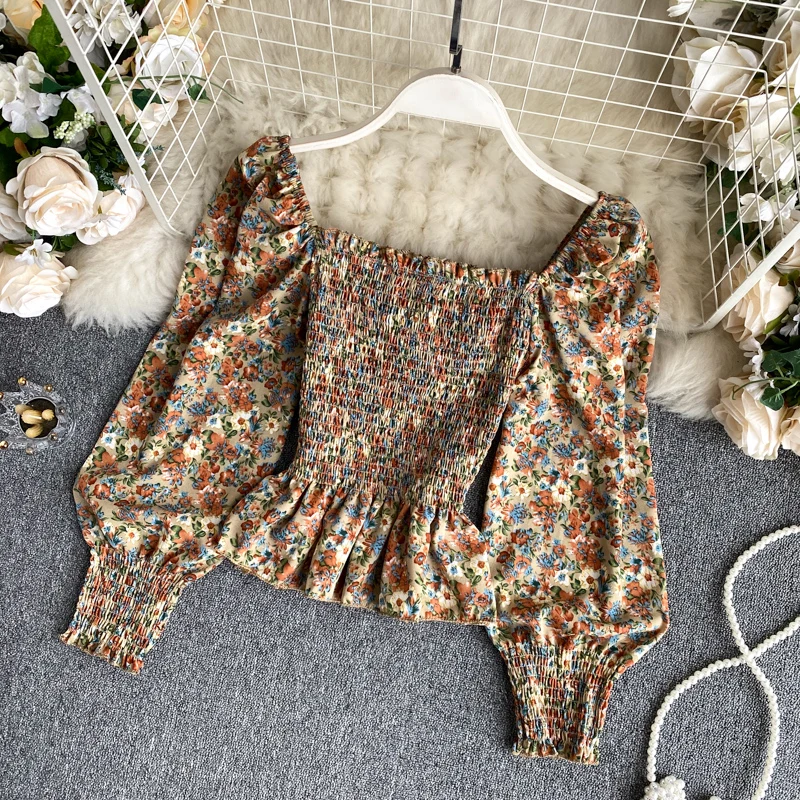 Women Floral Printed Crop Tops Vintage Y2K Short OL Blouses Spring Office Lady Sweetshirts Sexy Mujer Tees Harajuku Shirts S185 
Women Floral Printed Crop Tops Vintage Y2K Short OL Blouses Spring Office Lady Sweetshirts Sexy Mujer Tees Harajuku Shirts S185