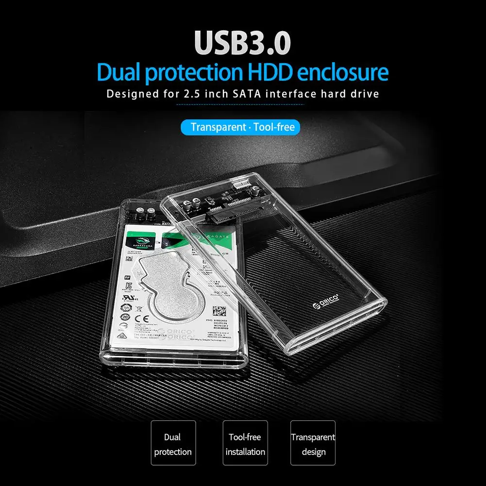HDD Case 2.5 inch Transparent SATA to USB 3.0 Hard Disk Case Tool Free 5Gbps 2TB UASP Type C SSD HDD Enclosure 5Gbps
HDD Case 2.5 inch Transparent SATA to USB 3.0 Hard Disk Case Tool Free 5Gbps 2TB UASP Type C SSD HDD Enclosure 5Gbps