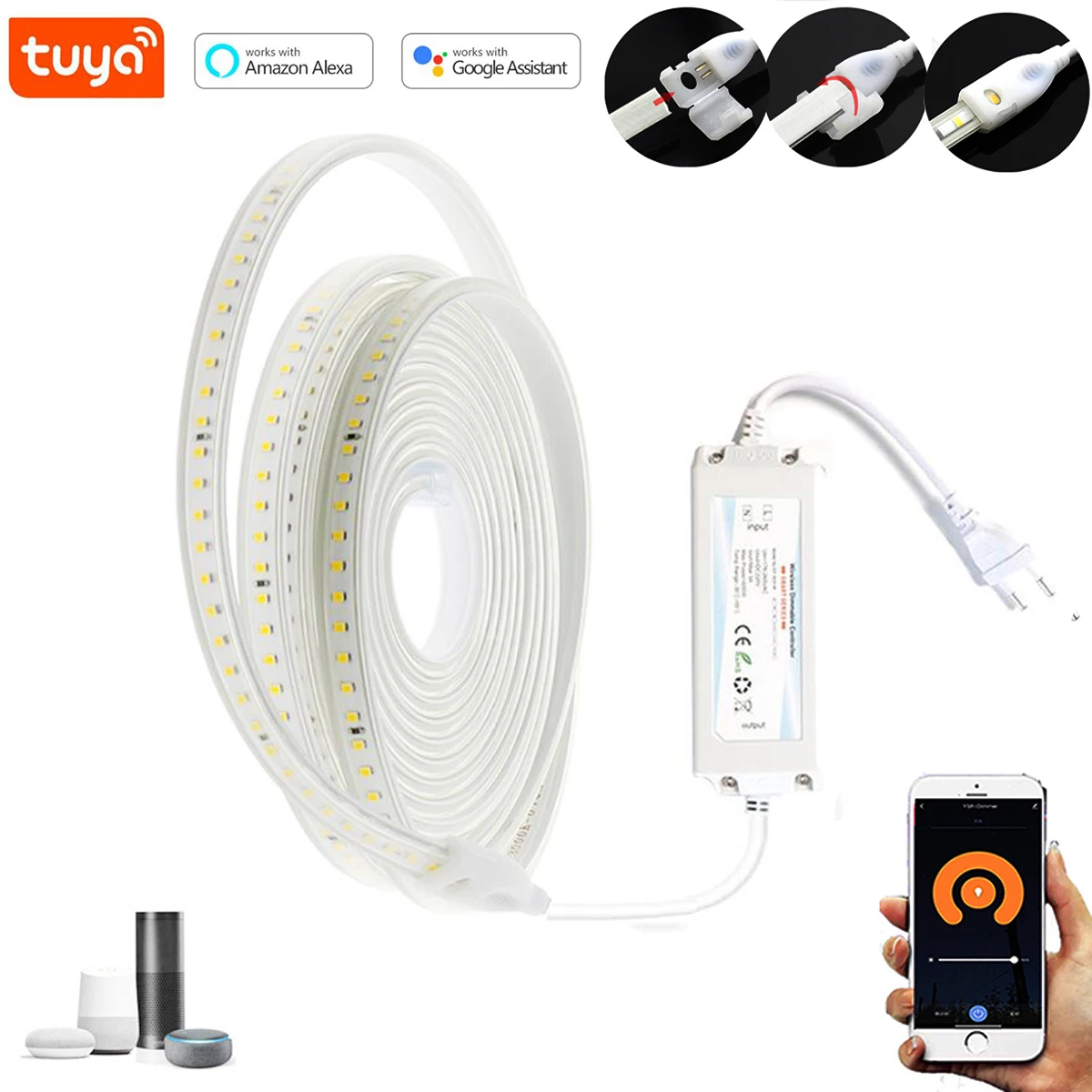 Super Bright 220V WIFI TUYA Dimmer Controller LED Strips 120LEDs/m SMD2835 Flexible LED Light Outdoor LED Tape for Aleax Google
Super Bright 220V WIFI TUYA Dimmer Controller LED Strips 120LEDs/m SMD2835 Flexible LED Light Outdoor LED Tape for Aleax Google
