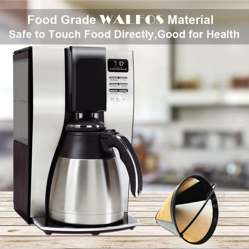 WALFOS Cone Shape Permanent Coffee Filter 10-12 Cup Washable Reusable Coffee Filter Mesh With Handle Cafe Coffee Maker Machine
WALFOS Cone Shape Permanent Coffee Filter 10-12 Cup Washable Reusable Coffee Filter Mesh With Handle Cafe Coffee Maker Machine