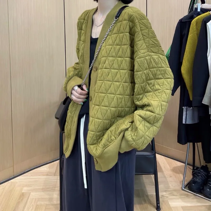 2021 Autumn Fashion All-match Diamond Lattice V-neck Lazy Fan Loose Jacket for Women Winter Warm Long Sleeve Cardigan Coats
2021 Autumn Fashion All-match Diamond Lattice V-neck Lazy Fan Loose Jacket for Women Winter Warm Long Sleeve Cardigan Coats