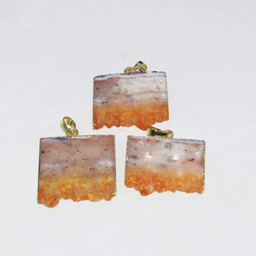 Gold Bezel Natural Raw Slice Yellow Crystal Quartz 2023 rectangle women pendant big citrine druzy stone women jewelry making 5pc
Gold Bezel Natural Raw Slice Yellow Crystal Quartz 2023 rectangle women pendant big citrine druzy stone women jewelry making 5pc