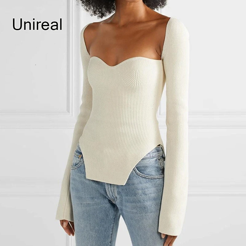 Unireal 2021 Autumn Streetwear Women White Sweaters Knitted Pullover Fashion Sexy Sweaters Jumpers Pull Femme
Unireal 2021 Autumn Streetwear Women White Sweaters Knitted Pullover Fashion Sexy Sweaters Jumpers Pull Femme