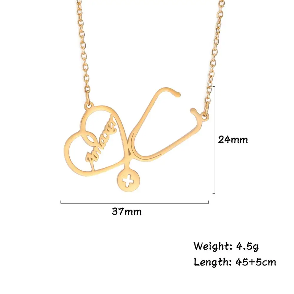 Lucktune Custom Necklace for Women Stethoscope Heart Pendant Nameplate Jewelry Gift for Girlfriend Doctor Nurse Stainless Steel
Lucktune Custom Necklace for Women Stethoscope Heart Pendant Nameplate Jewelry Gift for Girlfriend Doctor Nurse Stainless Steel