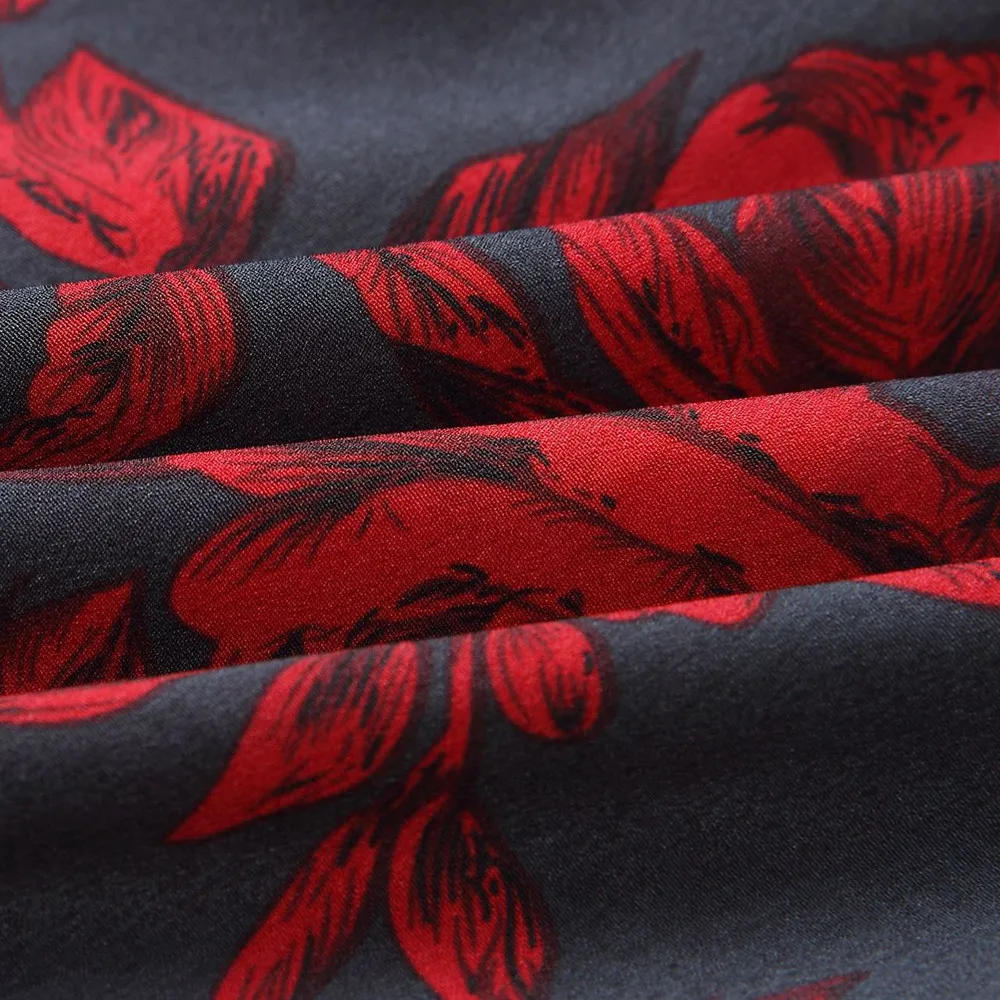 Women Casual Dress Lady Korean Style Floral Printed Ruffles Shirt Dress Long Sleeve V Neck Evening Party Midi Summer Dress 
Women Casual Dress Lady Korean Style Floral Printed Ruffles Shirt Dress Long Sleeve V Neck Evening Party Midi Summer Dress