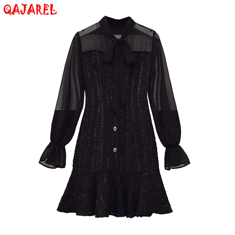 Women Black Patchwork Mesh Hollow Out Sexy Mini Dress Autumn Winter Vintage Hepburn Dress 2022 New Elegant Bodycon Casual Dress
Women Black Patchwork Mesh Hollow Out Sexy Mini Dress Autumn Winter Vintage Hepburn Dress 2022 New Elegant Bodycon Casual Dress