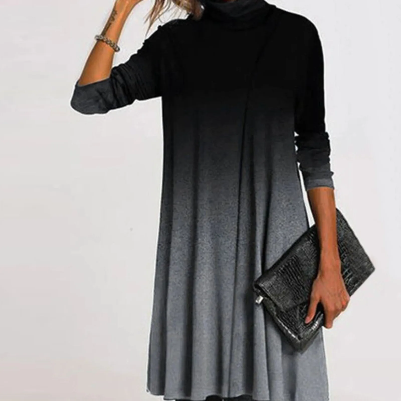 Women's Patchwork Gradient Print Long Sleeve High Neck Dress Commuting Versatile Winter Loose Women's Dress
Women's Patchwork Gradient Print Long Sleeve High Neck Dress Commuting Versatile Winter Loose Women's Dress