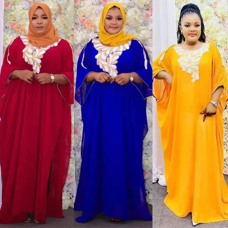 African Chiffon Dubai Boubou Dress For Women Abaya Solid Elegant Kaftan Dresses Plus Size 2 Pieces Set Vintage With Inner Dress
African Chiffon Dubai Boubou Dress For Women Abaya Solid Elegant Kaftan Dresses Plus Size 2 Pieces Set Vintage With Inner Dress