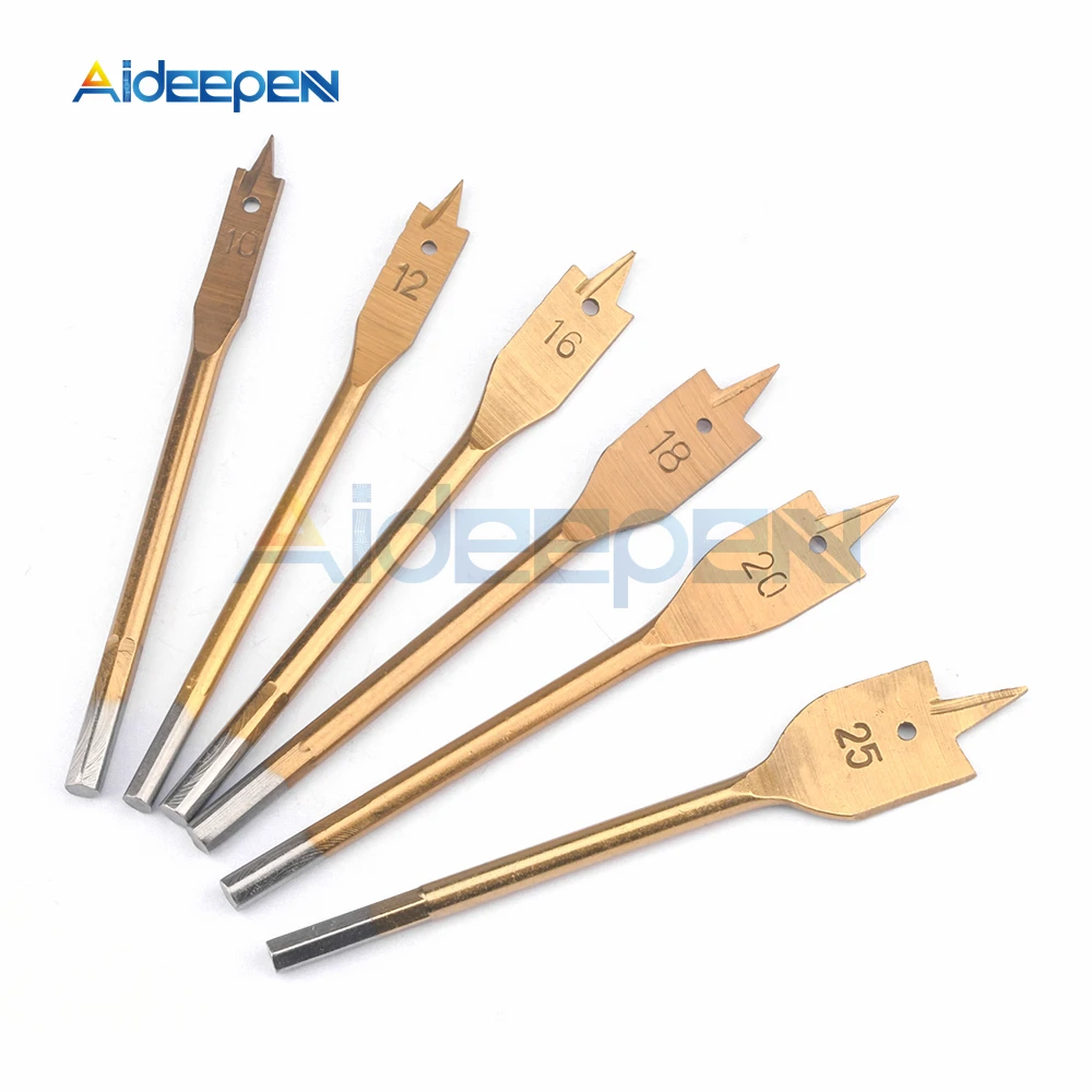 6pcs/Set Titanium Coating Hex Shank Spade Bits Flat Boring Bit Wood Drill Bit Power Tools Hole Saw 10/12/16/18/20/25mm
6pcs/Set Titanium Coating Hex Shank Spade Bits Flat Boring Bit Wood Drill Bit Power Tools Hole Saw 10/12/16/18/20/25mm