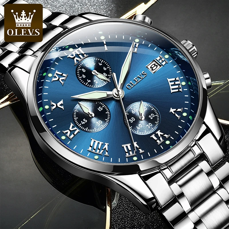 OLEVS Fashion Sports Solid Stainless Steel Men Multifunctional Quartz Watches Bracelet 30M Life Waterproof Three Eye Strap 5569
OLEVS Fashion Sports Solid Stainless Steel Men Multifunctional Quartz Watches Bracelet 30M Life Waterproof Three Eye Strap 5569