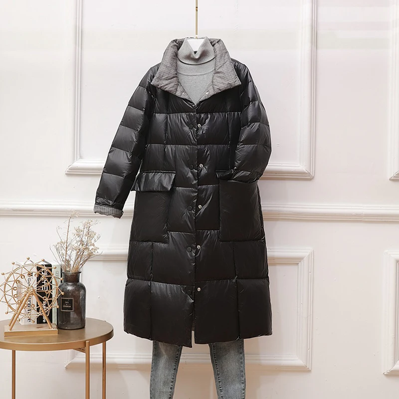 Women Double Sided Down Long Jacket Winter Stand Collar 90% White Duck Down Coat Single Breasted Thick Warm Snow Outwear
Women Double Sided Down Long Jacket Winter Stand Collar 90% White Duck Down Coat Single Breasted Thick Warm Snow Outwear