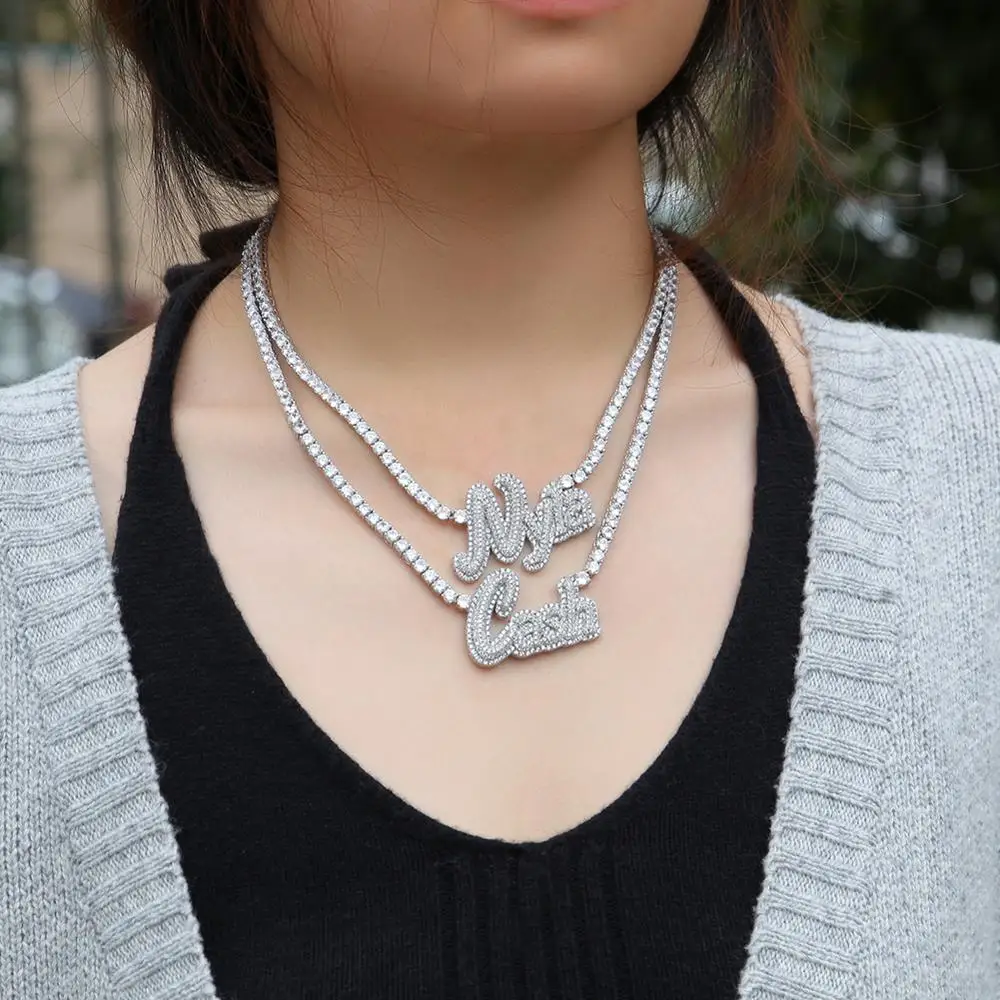 UWIN Custom Name Pendant CZ Tennis Chain Necklace Cursive Script Cubic Zirconia Letters Pendant Iced Out Fahion Hip Hop Jewelry
UWIN Custom Name Pendant CZ Tennis Chain Necklace Cursive Script Cubic Zirconia Letters Pendant Iced Out Fahion Hip Hop Jewelry