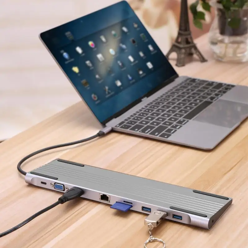10in1 USB C 3.0 Hub For Laptop Adapter PC Computer PD Charge 10 Port Dock Station RJ45 HD-MI TF/SD Card 3.5mm Notebook Splitter
10in1 USB C 3.0 Hub For Laptop Adapter PC Computer PD Charge 10 Port Dock Station RJ45 HD-MI TF/SD Card 3.5mm Notebook Splitter