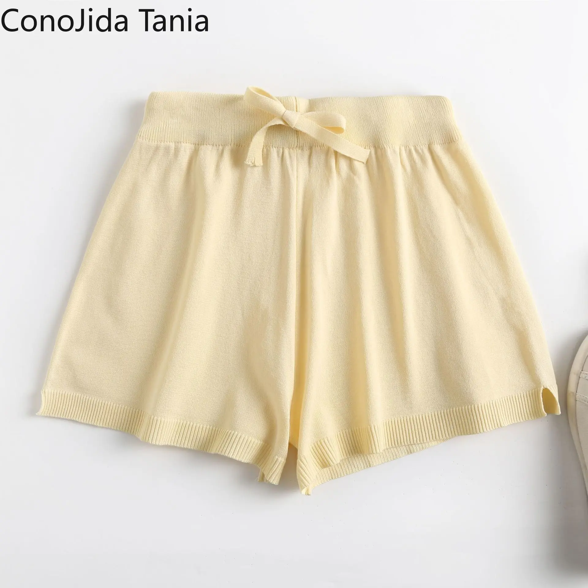 Korean Women's Summer 2021 New Elasticized Waist Drawstring Bow Knit Straight Leg Shorts
Korean Women's Summer 2021 New Elasticized Waist Drawstring Bow Knit Straight Leg Shorts