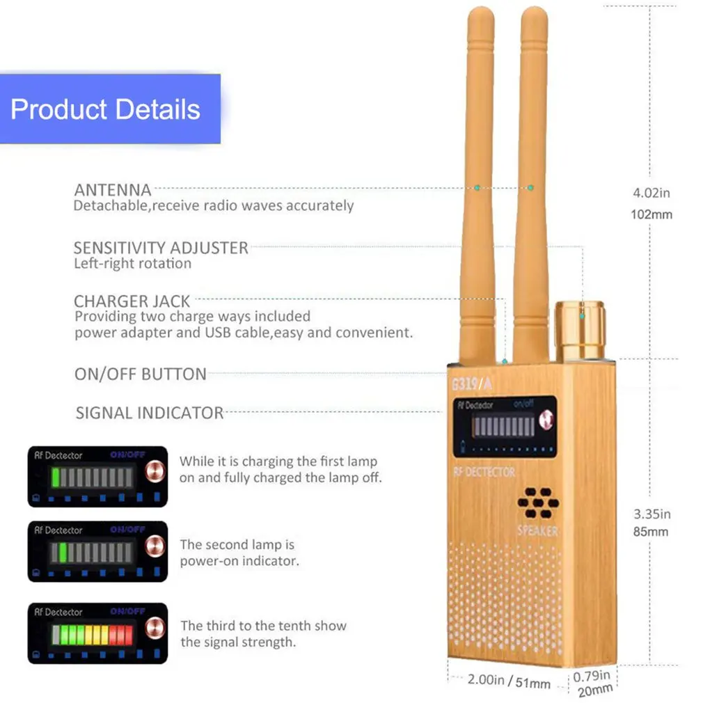 Rf Signal Tracker Anti Wiretapping Detector Equipment Signal Detector RF Tracker Antenna Wave Frequency Scanner G319A
Rf Signal Tracker Anti Wiretapping Detector Equipment Signal Detector RF Tracker Antenna Wave Frequency Scanner G319A