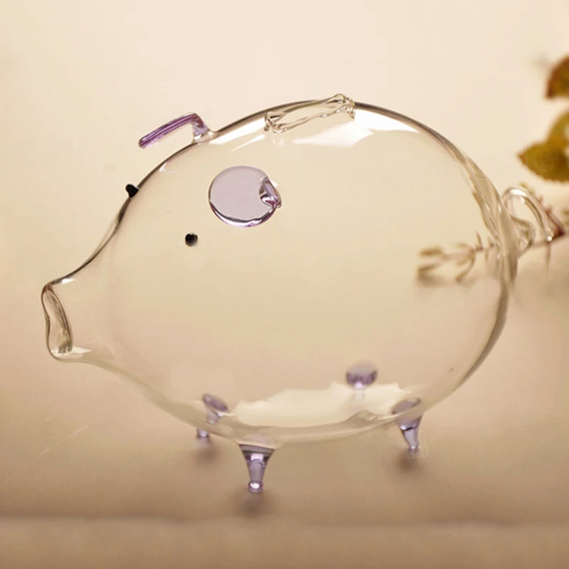 Pig Piggy Bank Money Boxes Coin Saving Box Cute Transparent Glass Souvenir Birthday Gift For Children Kids | Дом и сад