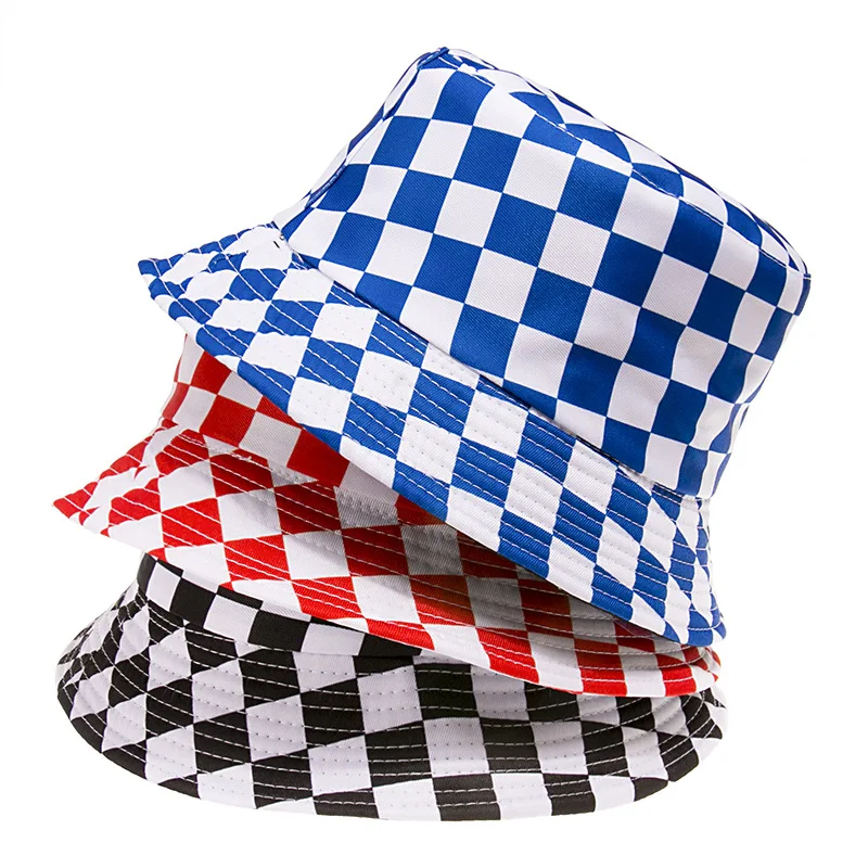 Fashion Summer Bucket Hats Black White Color Plaid Bob Caps Men Women Panama Cap Beach Sun Fishing Boonie Hat
Fashion Summer Bucket Hats Black White Color Plaid Bob Caps Men Women Panama Cap Beach Sun Fishing Boonie Hat