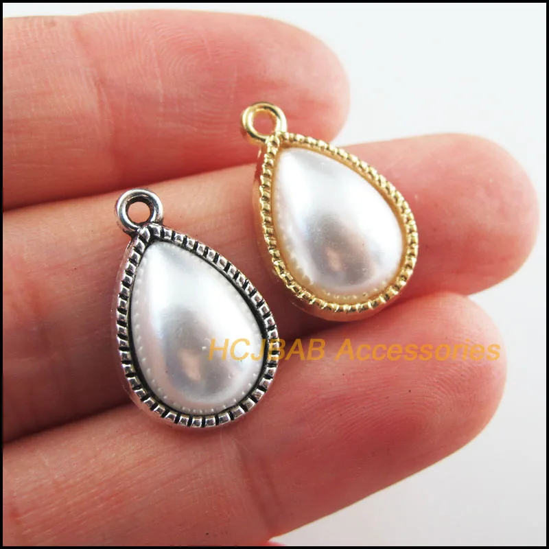 18Pcs Retro Gold Tibetan Silver Tone White Acrylic Teardrop Charms Pendants 13x19.5mm
18Pcs Retro Gold Tibetan Silver Tone White Acrylic Teardrop Charms Pendants 13x19.5mm