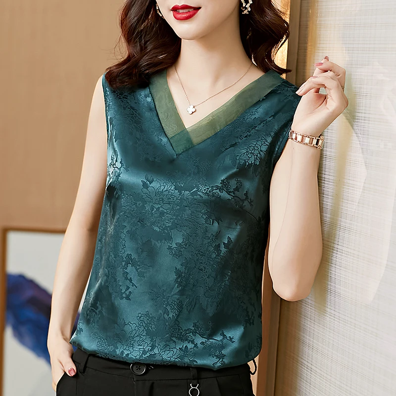 Fashion Tank Top Women Satin Mesh Office Lady Tops Summer Sleeveless Silk Top Black Blue Women Camis
Fashion Tank Top Women Satin Mesh Office Lady Tops Summer Sleeveless Silk Top Black Blue Women Camis