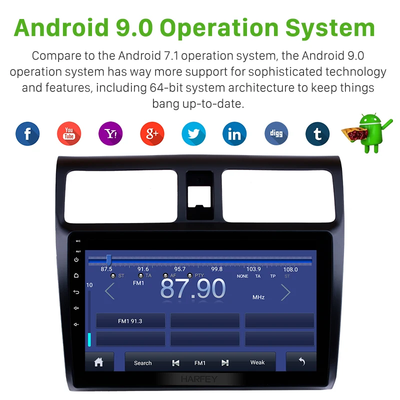 Автомагнитола Harfey с GPS-навигацией для Suzuki Swift 2005-2018 Android 10 1 аудио GPS поддержка