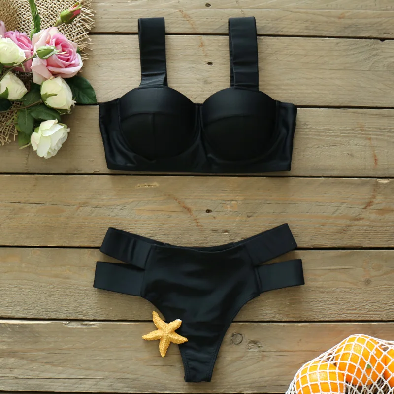 2021 New Sexy Bikini Black Push Up Swimsuit Women Swimwear Splicing Bathing Suit Beach Swimming Suit
2021 New Sexy Bikini Black Push Up Swimsuit Women Swimwear Splicing Bathing Suit Beach Swimming Suit