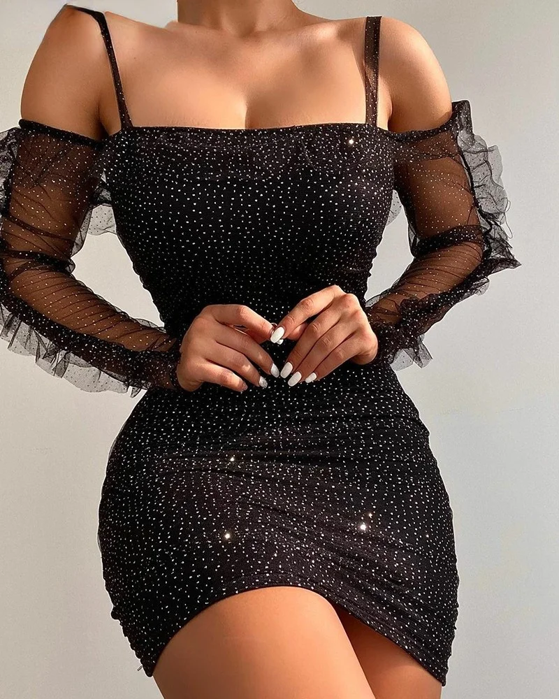Sexy Suspender Shiny Mesh Bodycon Dresses for Women Fashion Elegant Party Club Mini Dress 2021 Summer New
Sexy Suspender Shiny Mesh Bodycon Dresses for Women Fashion Elegant Party Club Mini Dress 2021 Summer New