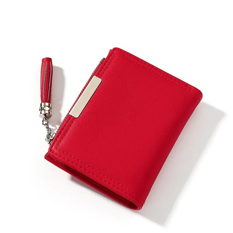 Женский кошелек из искусственной кожи маленький с кисточками для монет простой