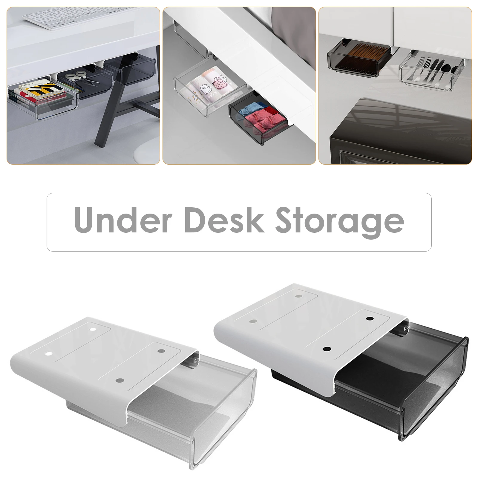 Under Desk Storage Drawer Self-Adhesive Hidden Storage Desk Cabinet Organizer for Home, Office, School
Under Desk Storage Drawer Self-Adhesive Hidden Storage Desk Cabinet Organizer for Home, Office, School