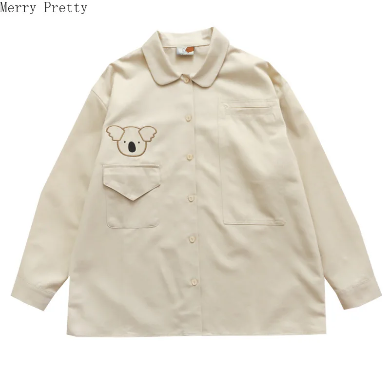2021 Spring Women Blouse Casual Cartoon Embroidery Pockets Long Sleeve Turn-Down Collar Shirt Female Vintage White Blouses
2021 Spring Women Blouse Casual Cartoon Embroidery Pockets Long Sleeve Turn-Down Collar Shirt Female Vintage White Blouses