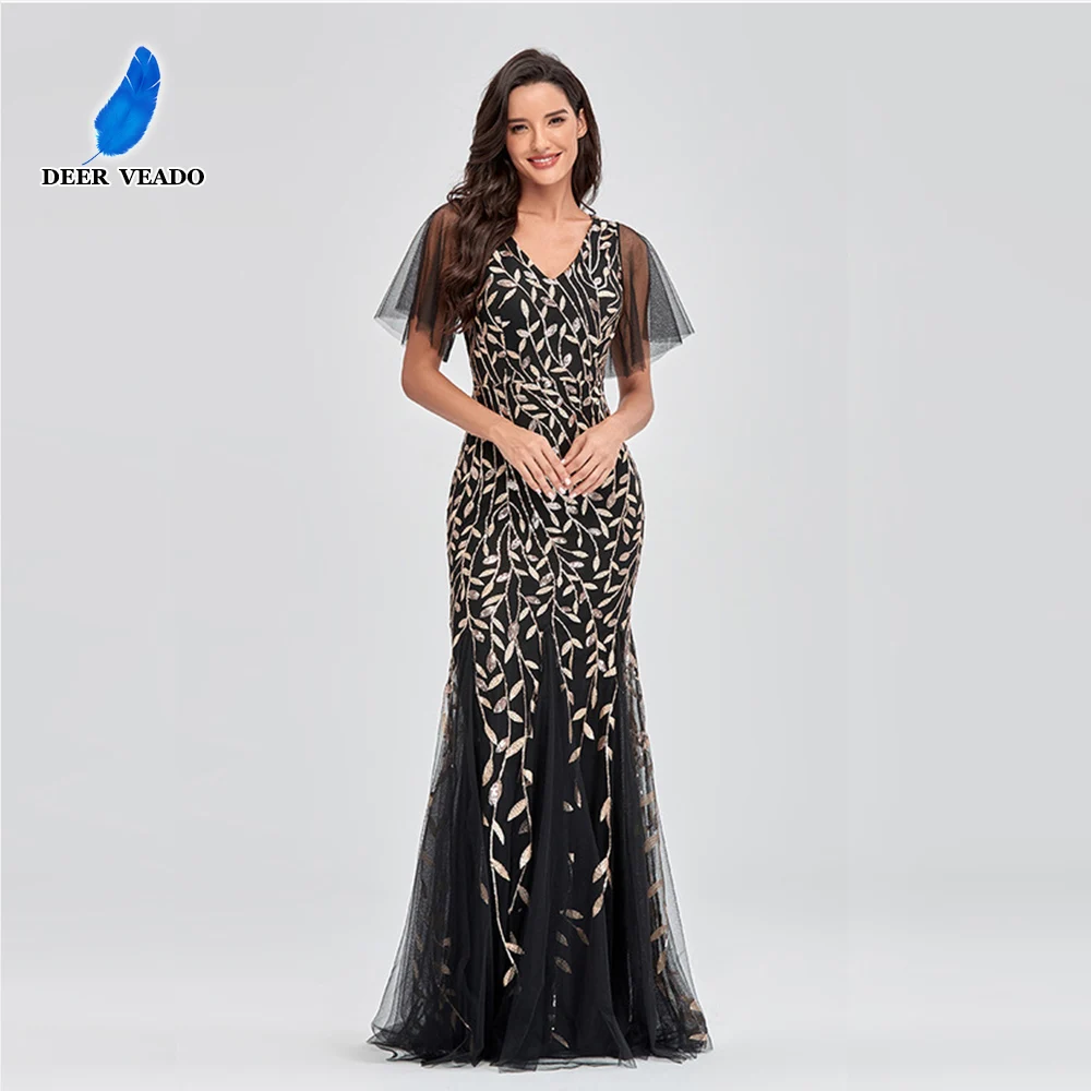 DEERVEADO Elegant V Neck Mermaid Evening Dresses Long Black Dresses for Women Party Gown H102
DEERVEADO Elegant V Neck Mermaid Evening Dresses Long Black Dresses for Women Party Gown H102
