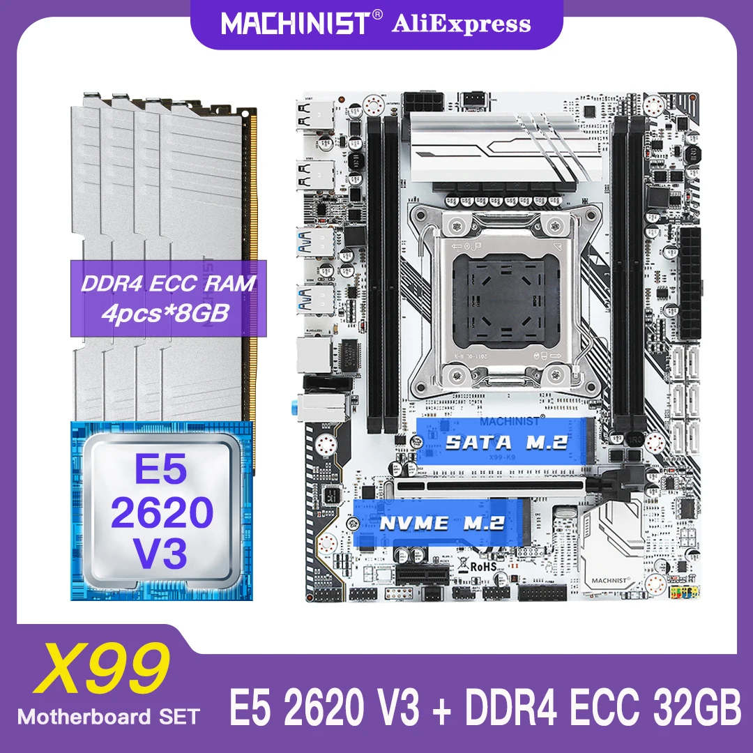 Machinist X99 Motherboard Set Kit Intel Xeon E5 2620 V3 Cpu Processor 32G(4*8) DDR4 Ecc Ram Memory Sata M.2 Four Channe X99-K9
Machinist X99 Motherboard Set Kit Intel Xeon E5 2620 V3 Cpu Processor 32G(4*8) DDR4 Ecc Ram Memory Sata M.2 Four Channe X99-K9