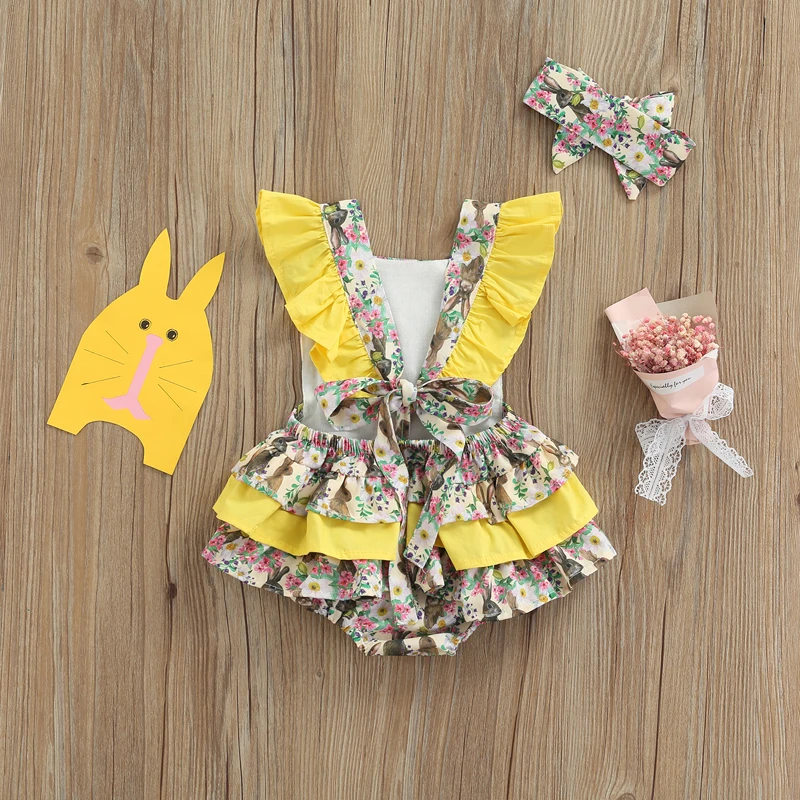 0-24 Months Sleeveless Bodysuit Baby Girls Romper with Headband, Rabbit Print Fly Sleeve Romper with Hairband for Toddlers
0-24 Months Sleeveless Bodysuit Baby Girls Romper with Headband, Rabbit Print Fly Sleeve Romper with Hairband for Toddlers