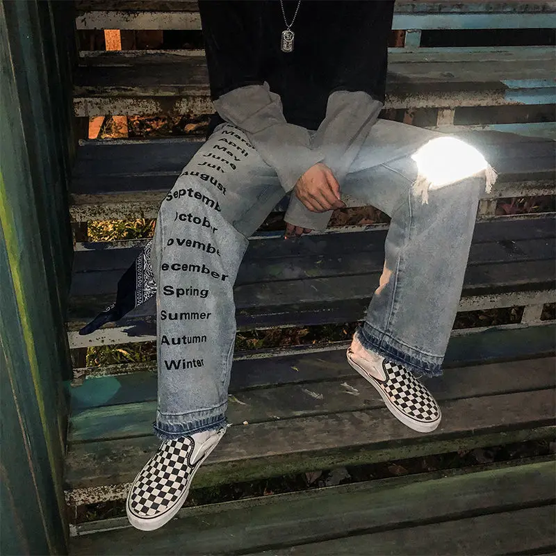 Hip Hop Korean Streetwear Letter Printed Men Jeans Hip Hop Reflective Hole Man Loose Denim Pants 2020 Male Trousers
Hip Hop Korean Streetwear Letter Printed Men Jeans Hip Hop Reflective Hole Man Loose Denim Pants 2020 Male Trousers