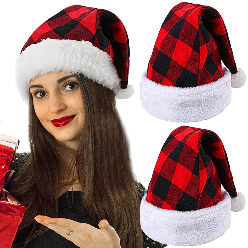 1Pcs Christmas Hat Red Black Plaid Cotton Hats Merry Christmas Decorations for Home Gift New Year Ornament Natal Gifts
1Pcs Christmas Hat Red Black Plaid Cotton Hats Merry Christmas Decorations for Home Gift New Year Ornament Natal Gifts