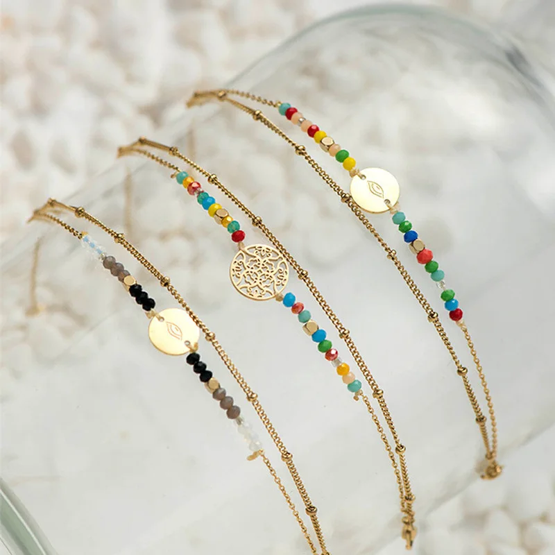 Popular Street Photo New Multi-layer Overlapping Bracelet Stainless Steel Circular Hollow Pendant Titanium Colorful Hand Beaded
Popular Street Photo New Multi-layer Overlapping Bracelet Stainless Steel Circular Hollow Pendant Titanium Colorful Hand Beaded