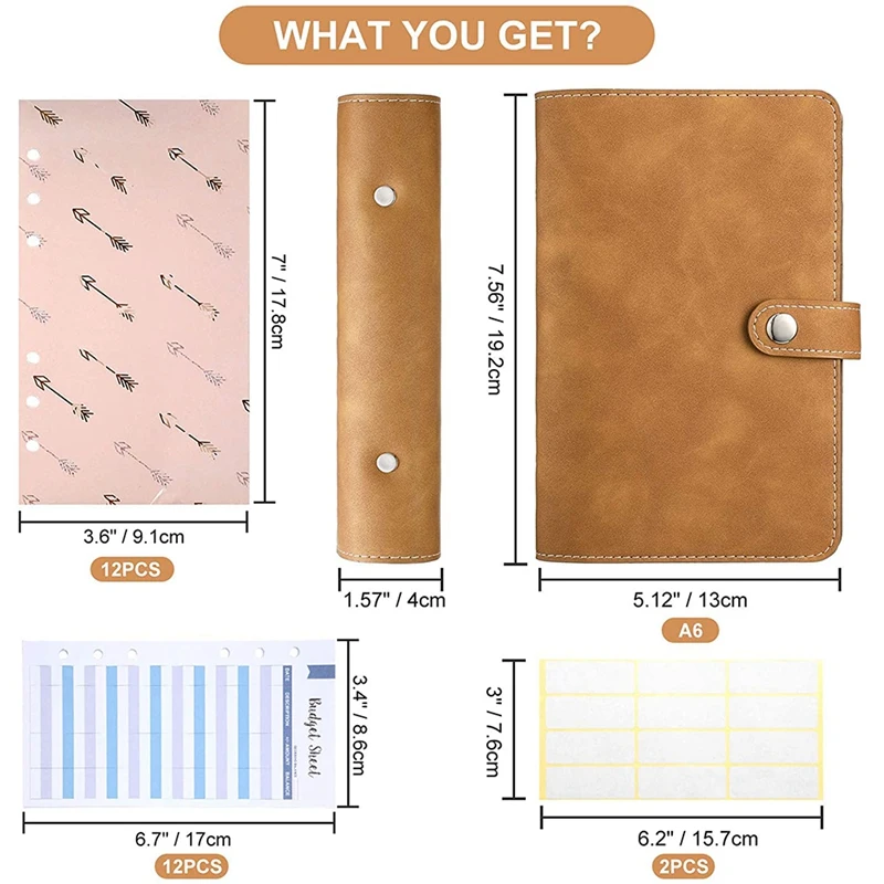 A6 PU Leather Notebook Binder 6 Ring Binder Sets,12 Budget Envelope Systems,12 Expense Budget and 24 Bill Plan Labels
A6 PU Leather Notebook Binder 6 Ring Binder Sets,12 Budget Envelope Systems,12 Expense Budget and 24 Bill Plan Labels