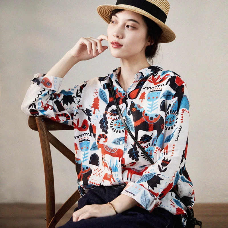 Retro Hong Kong Style Graffiti Half Sleeve Printed Shirt Artistic Loose Short Sleeve Linen Shirt Female 2022 Amoi
Retro Hong Kong Style Graffiti Half Sleeve Printed Shirt Artistic Loose Short Sleeve Linen Shirt Female 2022 Amoi