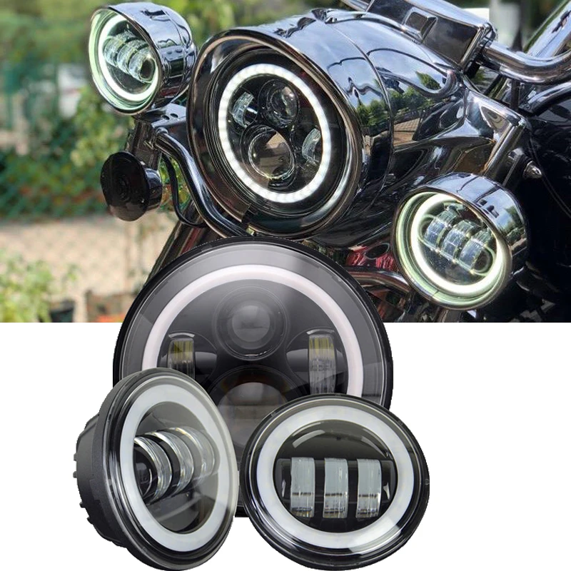7'' LED Headlight white DRL, 4.5inch LED Auxiliary Spot Fog Passing Light Lamp with Halo Ring for Harley Touring Electra Glide
7'' LED Headlight white DRL, 4.5inch LED Auxiliary Spot Fog Passing Light Lamp with Halo Ring for Harley Touring Electra Glide