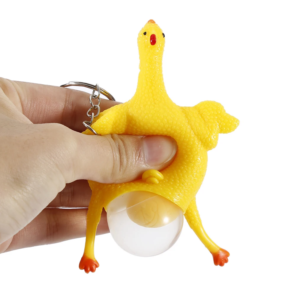 

1pc Novelty Funny Squeeze Tricky Gadgets Toys Squeezed Chicken Egg Laying Hens With Key Ring Stress Relief Cute Presents Gifts