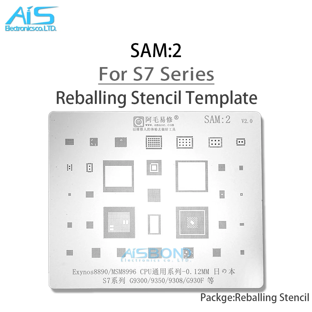 Amaoe SAM2 BGA Reballing Stencil For Samsung S7 G9300 G9350 G9308 G930F Exynos8890 MSM8996 CPU RAM WIFI POWER Chip Solder tin
Amaoe SAM2 BGA Reballing Stencil For Samsung S7 G9300 G9350 G9308 G930F Exynos8890 MSM8996 CPU RAM WIFI POWER Chip Solder tin