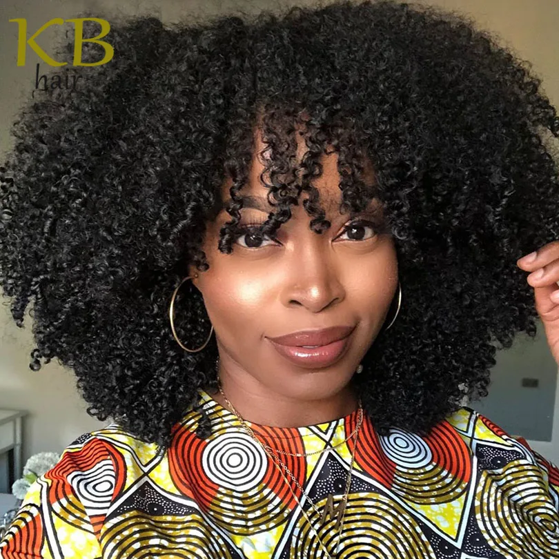 Kinky Curly Wig With Bangs Full Machine Made Scalp Top Wig Brazilian Remy Curly Human Wigs For Black Women
Kinky Curly Wig With Bangs Full Machine Made Scalp Top Wig Brazilian Remy Curly Human Wigs For Black Women