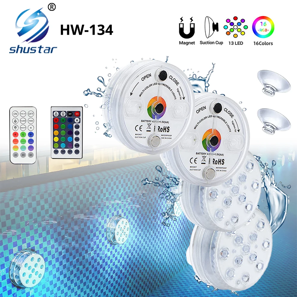 13 LED Night Lights Remote Control 30M Remote Range 16 Light Colors IP68 Waterproof Battery Operate Underwater Night Lamp
13 LED Night Lights Remote Control 30M Remote Range 16 Light Colors IP68 Waterproof Battery Operate Underwater Night Lamp
