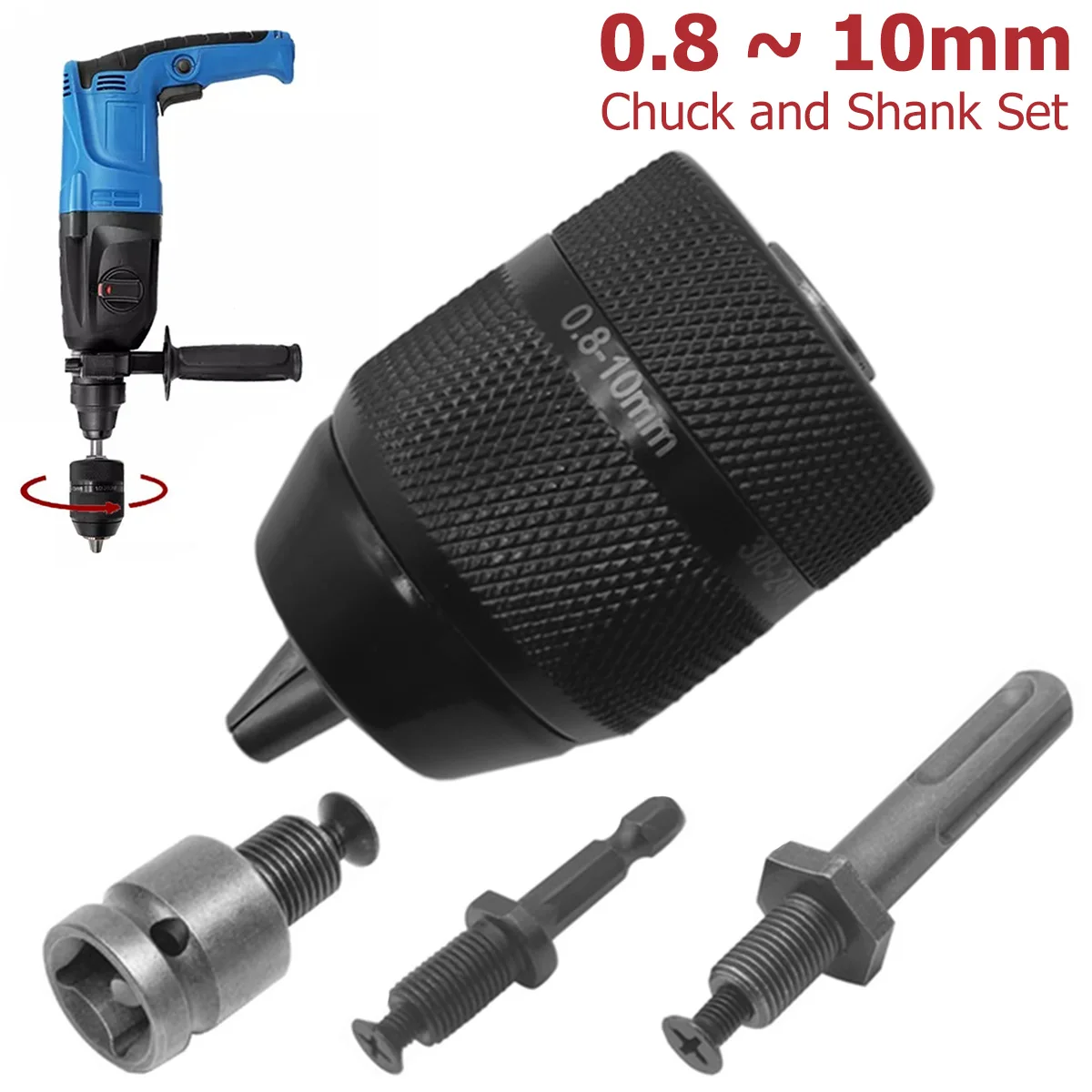 4 Pcs Metal Heavy Duty 1/2-20UNF 0.8-10mm Keyless Drill Chuck Hex Shank/SDS/Socket Square Female Adaptor Hardware Tool
4 Pcs Metal Heavy Duty 1/2-20UNF 0.8-10mm Keyless Drill Chuck Hex Shank/SDS/Socket Square Female Adaptor Hardware Tool