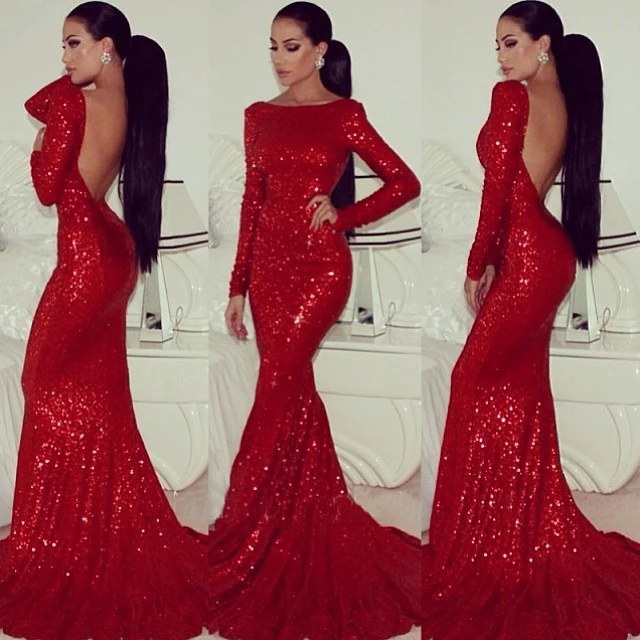 vestidos de festa fashion sexy backless evening dresses 2019 long sleeves red sequin mermaid womens pageant gowns for prom party 
vestidos de festa fashion sexy backless evening dresses 2019 long sleeves red sequin mermaid womens pageant gowns for prom party